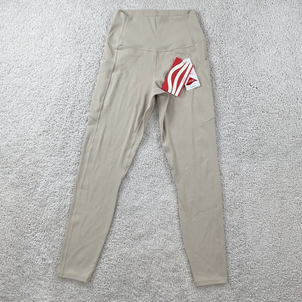 Enerbloom Womens High Waisted Pocket Leggings Tan Beige Lycra XS NWT